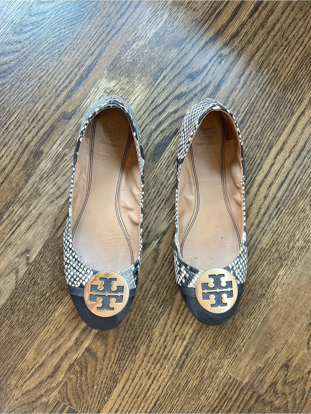 Tory Burch Snake-Print Ballet Flats